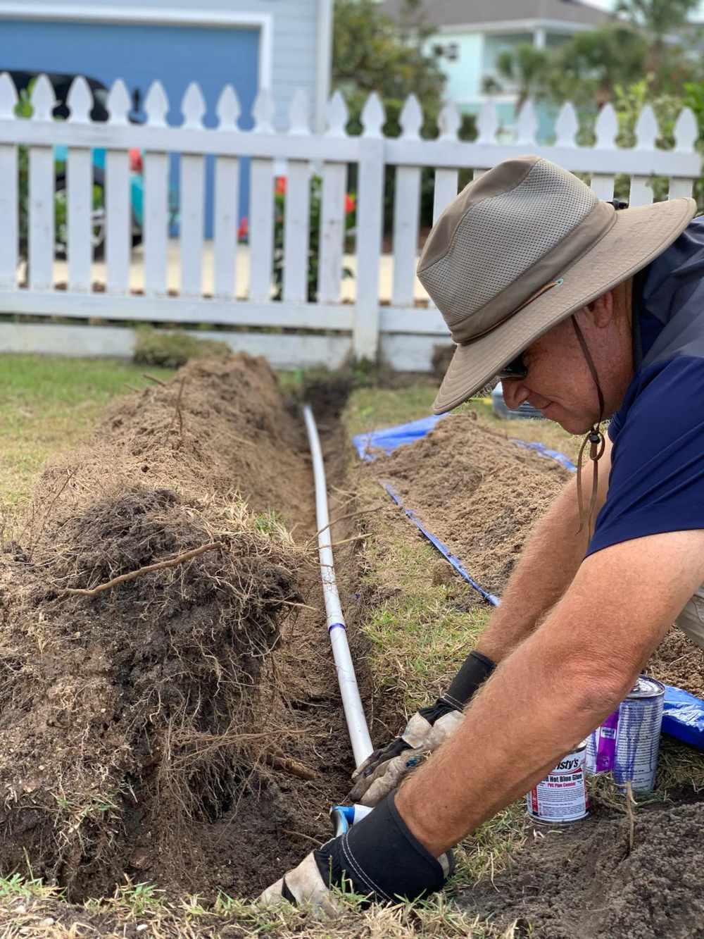 How do you fix a cut sprinkler line in Palm Coast, FL